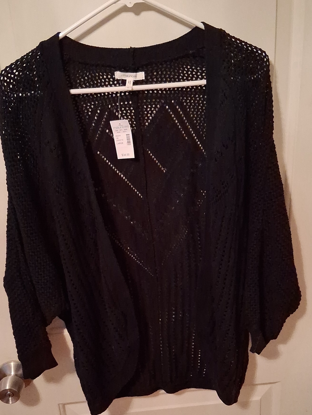 Maurice's Black Open-Knit Womens Cardigan